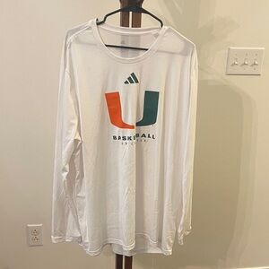 Adidas White Long Sleeve Basketball Tee